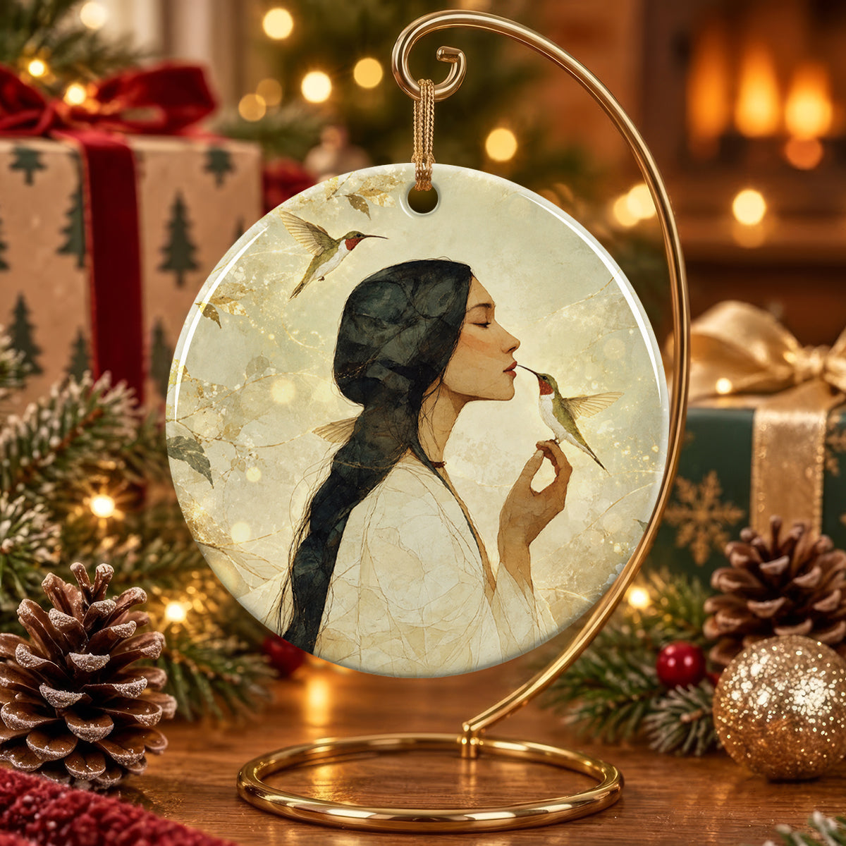 Hummingbird Gentle Muse Ceramic Ornament