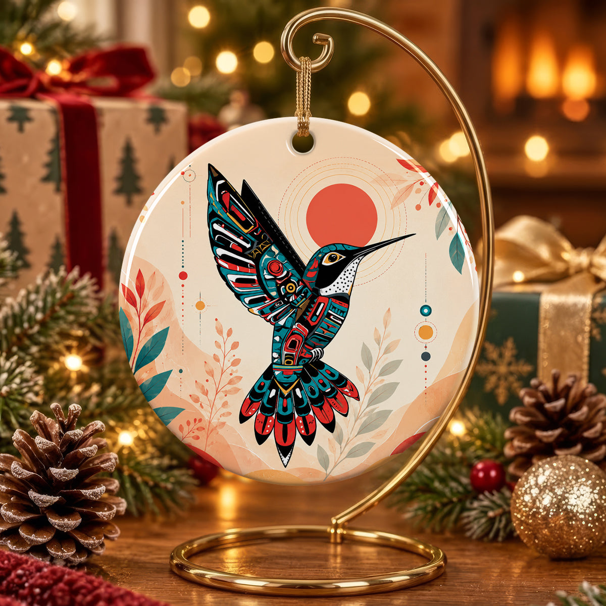Hummingbird Solar Awakening Ceramic Ornament