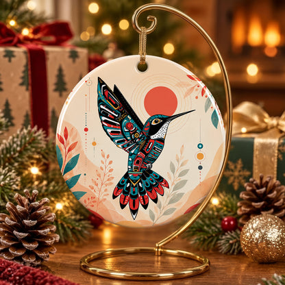 Hummingbird Solar Awakening Ceramic Ornament