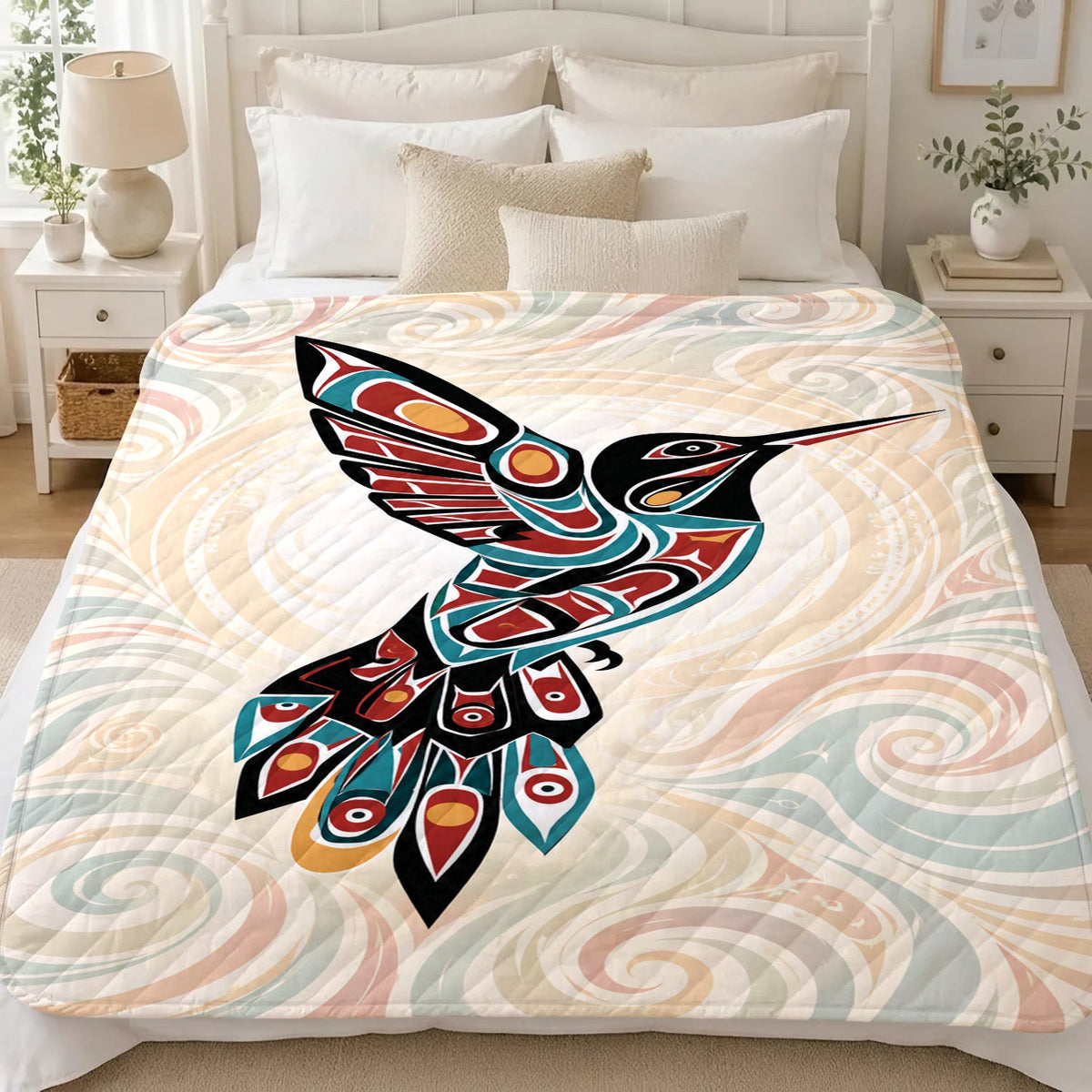 Crimson Hummingbird Grace Personalized Premium Blanket