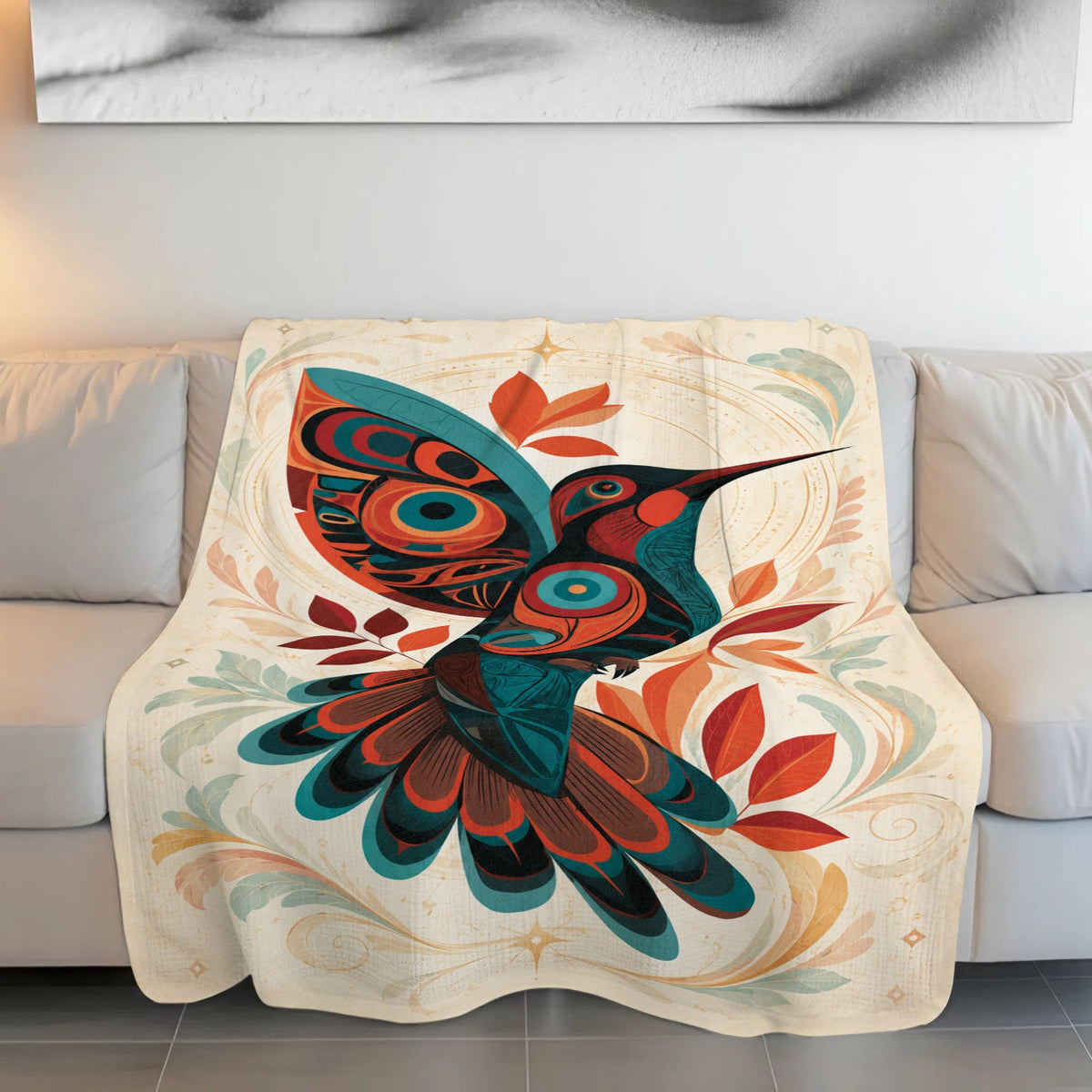 Hummingbird Ember Bloom Personalized Premium Blanket