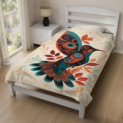 Hummingbird Ember Bloom Personalized Premium Blanket
