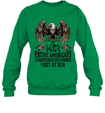 IN 1492 NATIVE AMERICANS DISCOVERED COLUMBUS LOST AT SEA