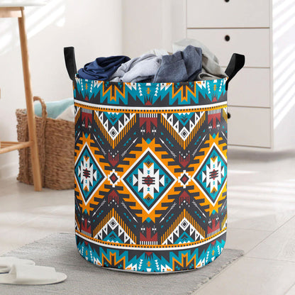 Yellow Aztec Geometric Laundry Basket WCS