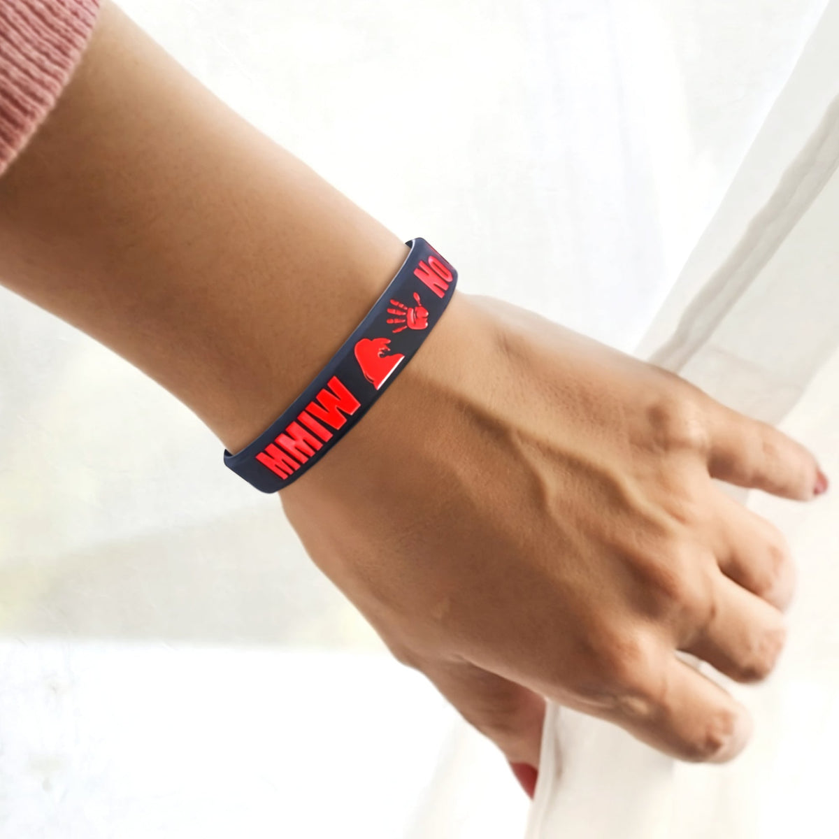 SALE OFF 50% - MMIW No More Stolen Sisters Silicone Wristband - Debossed Color V001