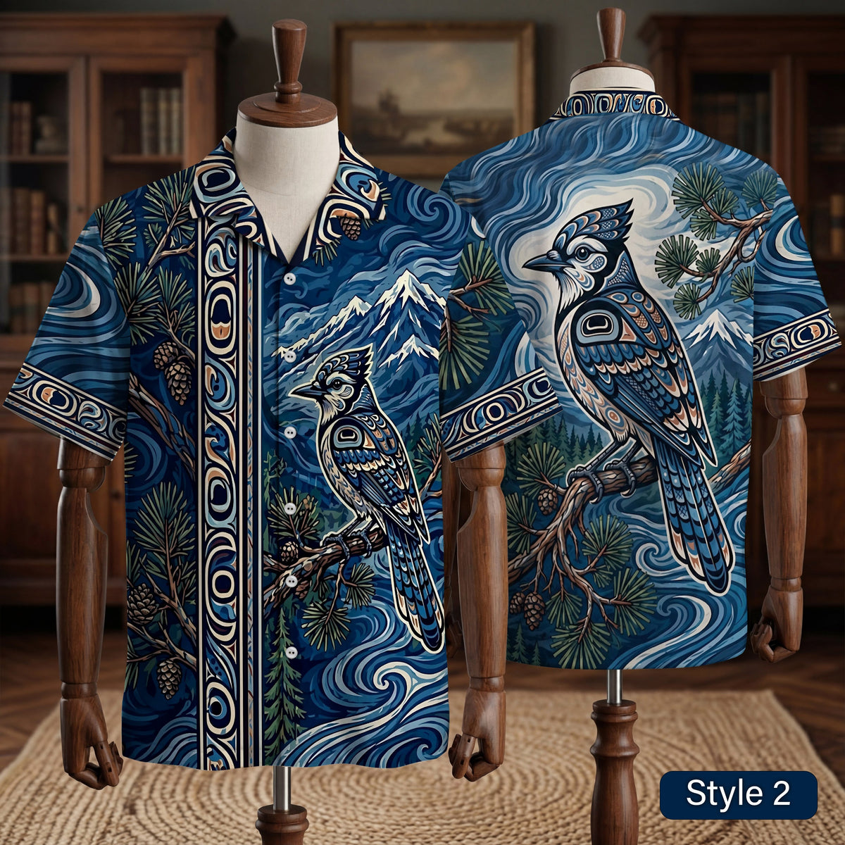 Native Raven Pattern Hawaiian Shirt for Adults & Kids