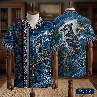 Native Hummingbird Pattern Hawaiian Shirt for Adults & Kids