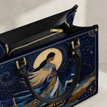 Moonlit Wolf Woman Personalized Leather Bag