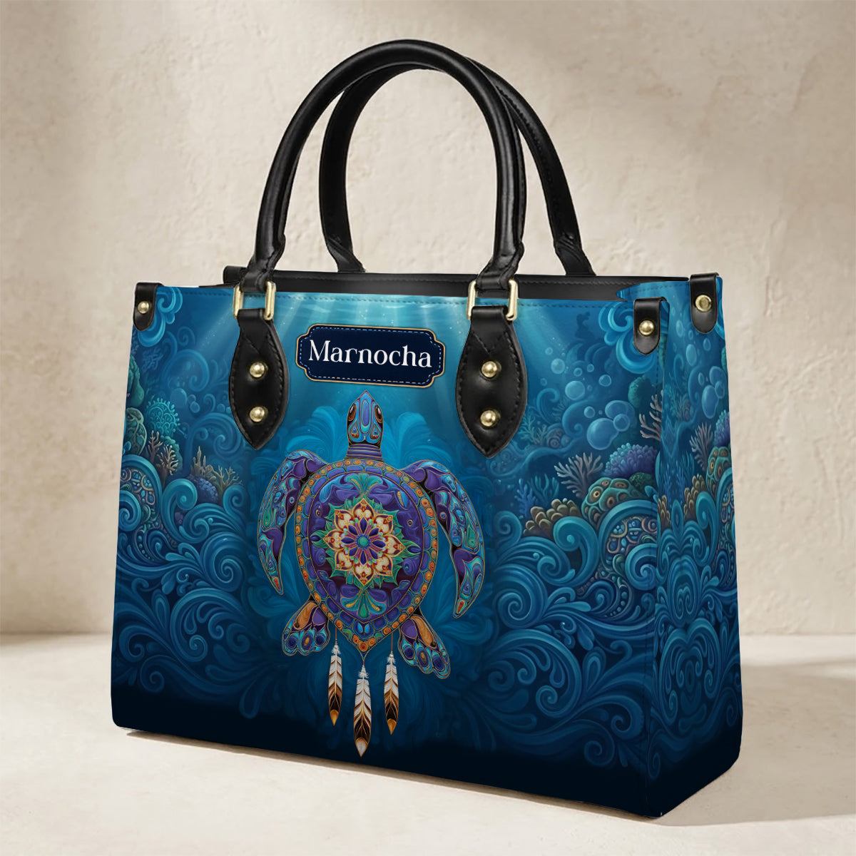Celestial Turtle Spirit Personalized Leather Bag