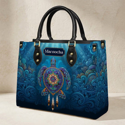 Celestial Turtle Spirit Personalized Leather Bag