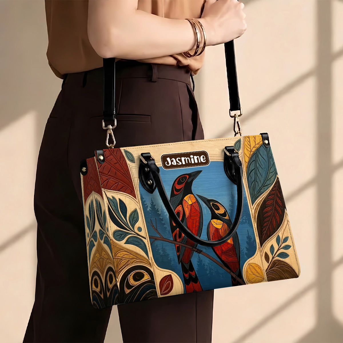Sacred Bird Spirit Personalized Leather Bag