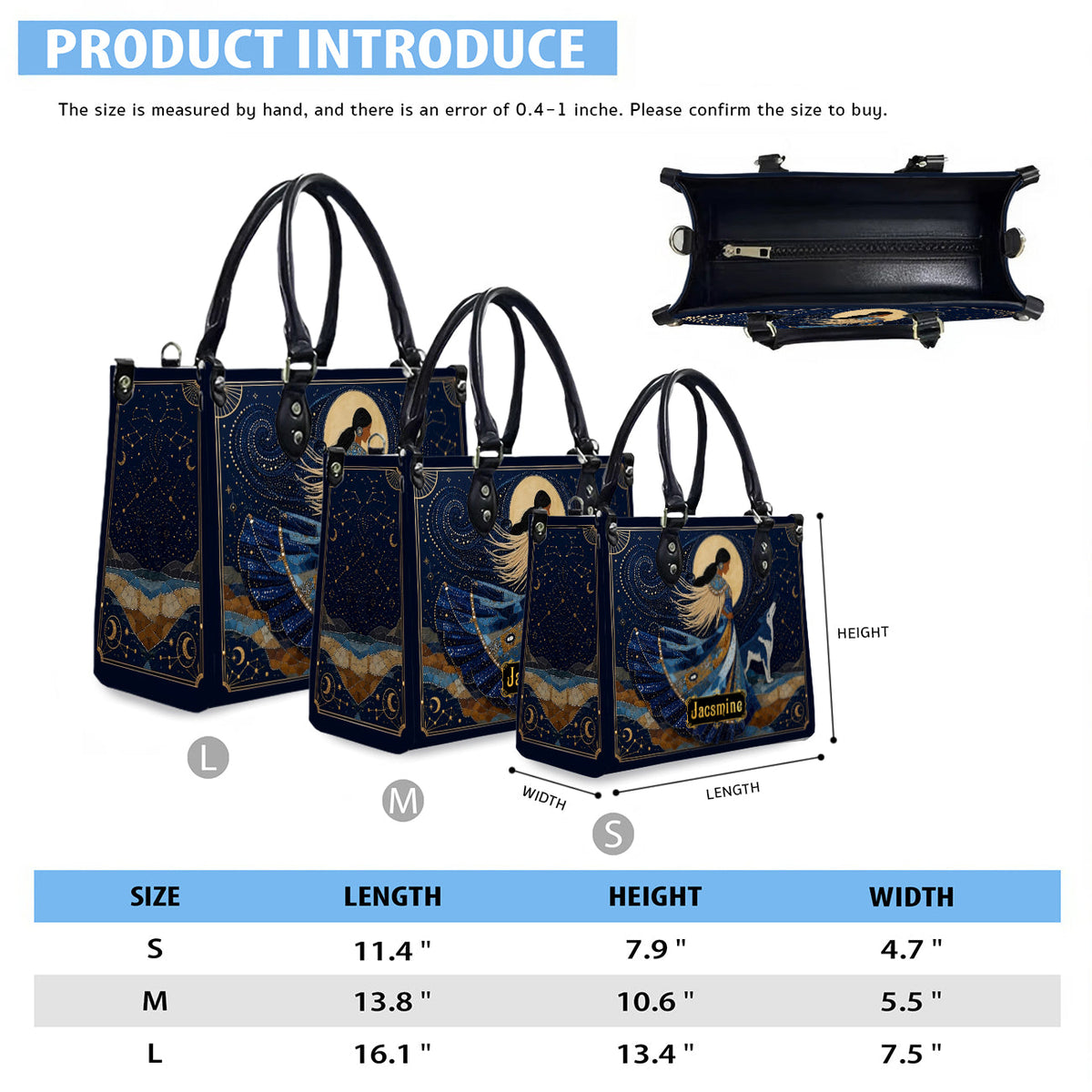 Moonlit Wolf Woman Personalized Leather Bag