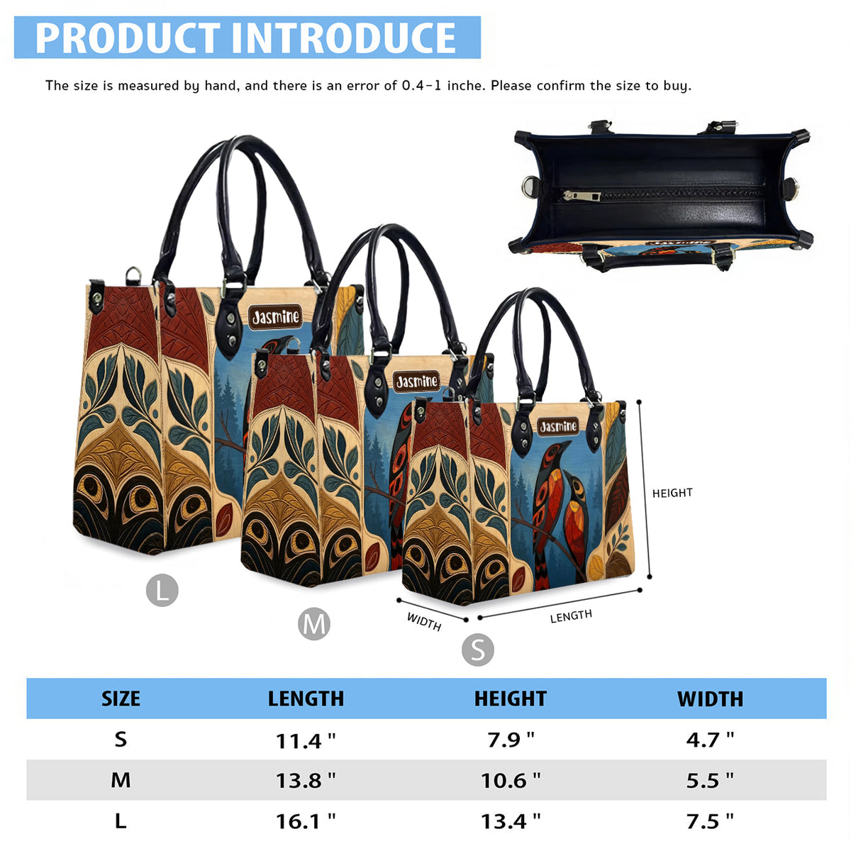 Sacred Bird Spirit Personalized Leather Bag