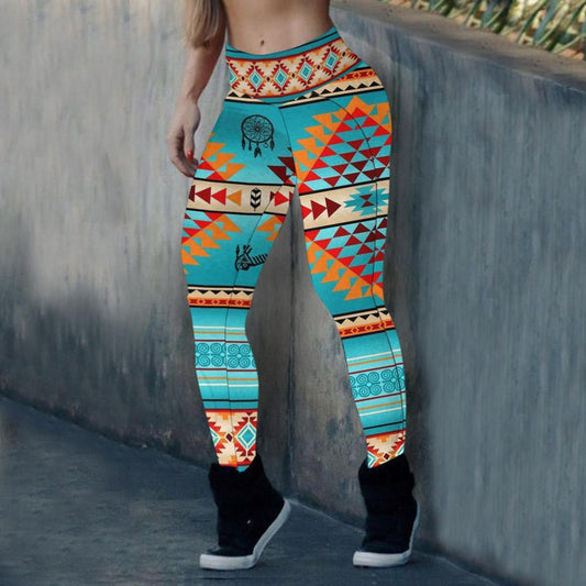 Red-Orange Motifs Dream Catcher Leggings NBD