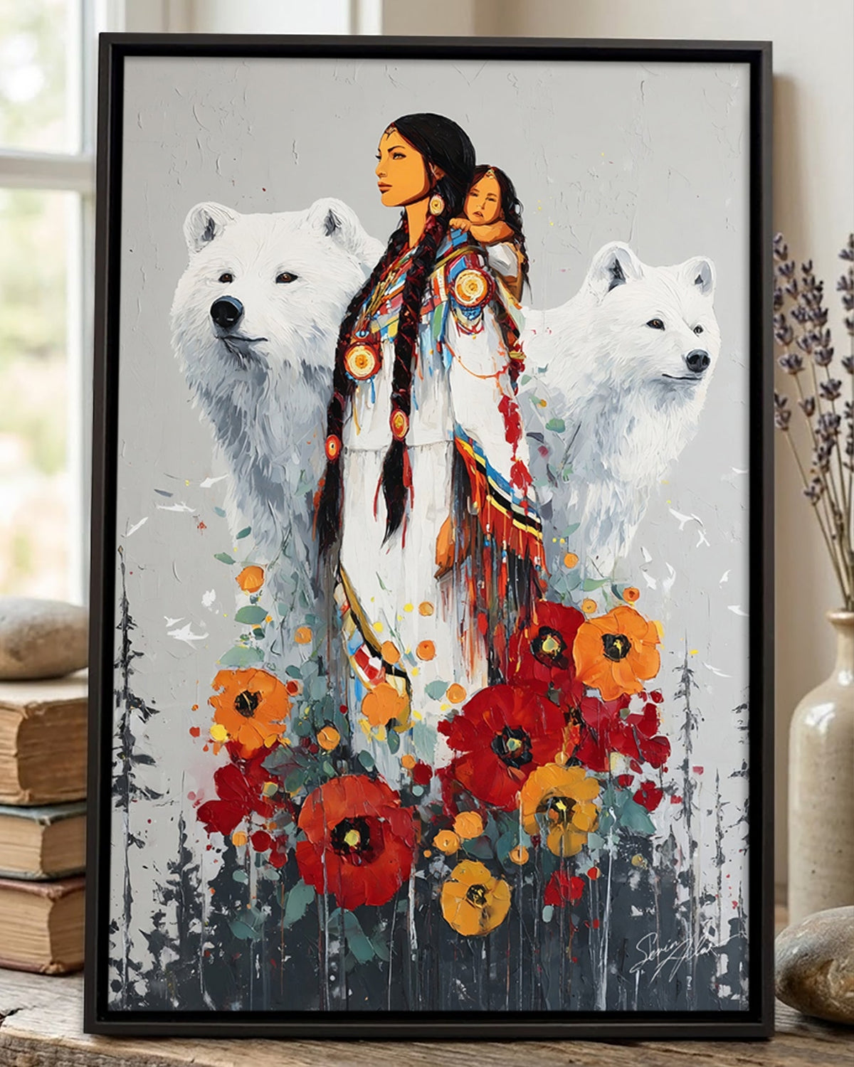 Strength of the Bear and Blossoms Poster - Canvas