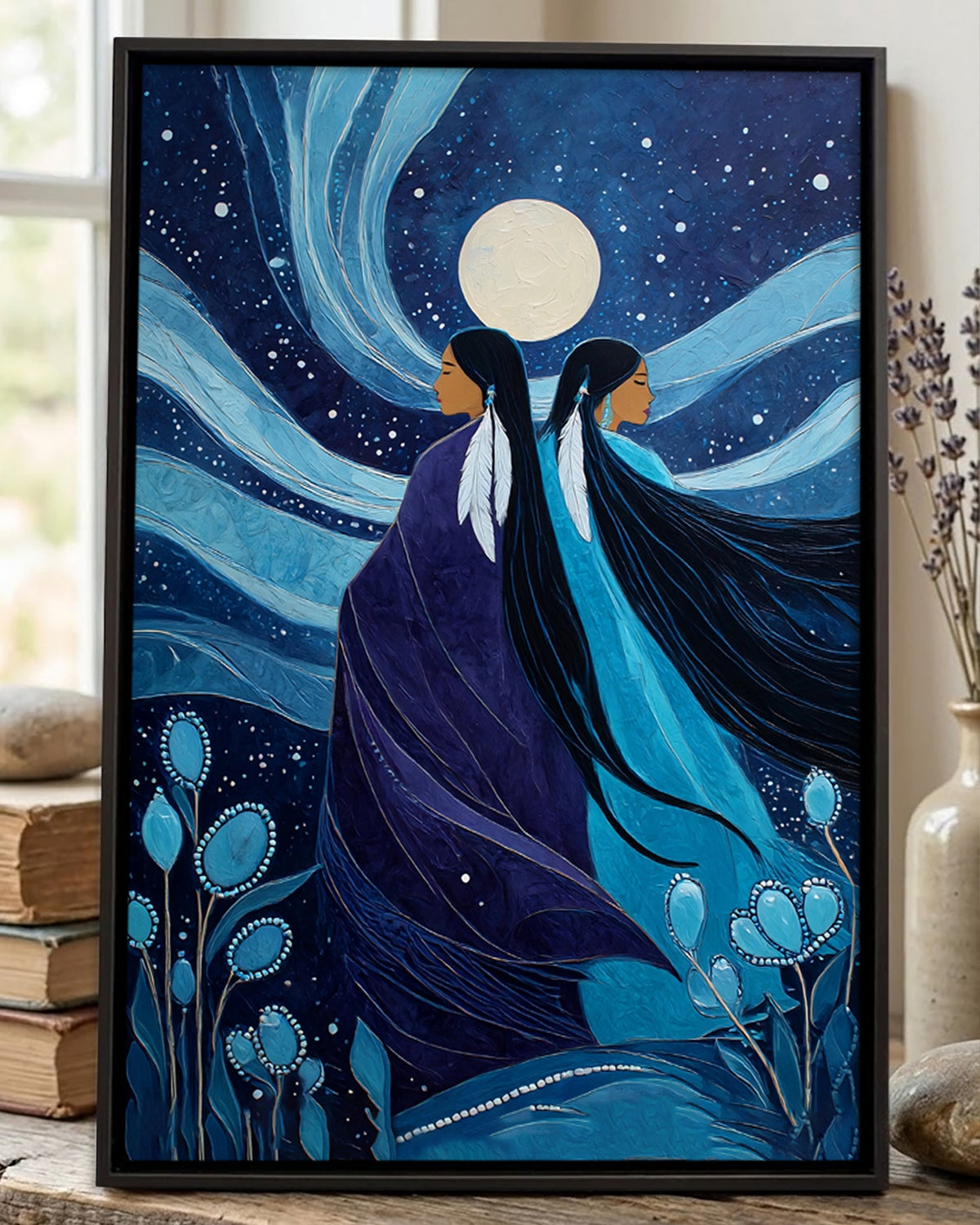 Sisters Beneath the Cedar Moon  Poster - Canvas
