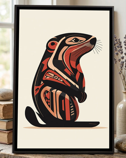 Native Beaver Art Poster - Canvas