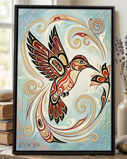 Native Hummingbird Art Poster - Canvas