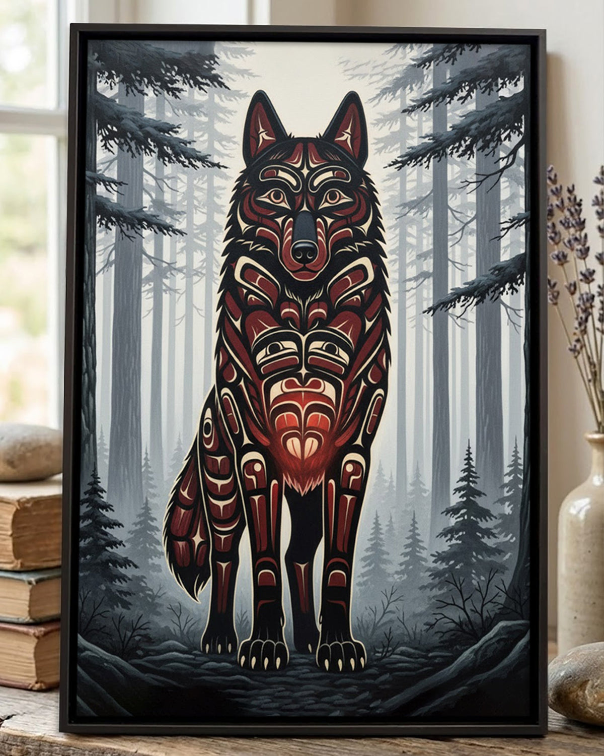 Native Wolf Art Poster - Canvas