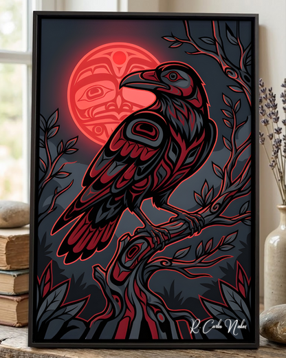 Native Raven Art Poster - Canvas