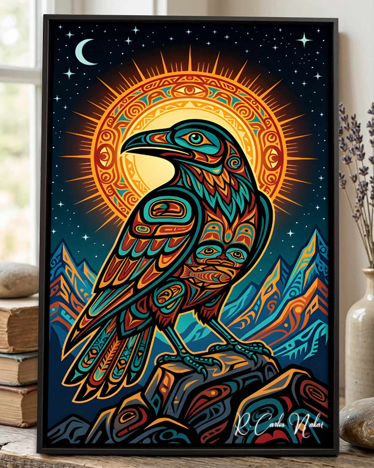 Native Raven Art Poster - Canvas