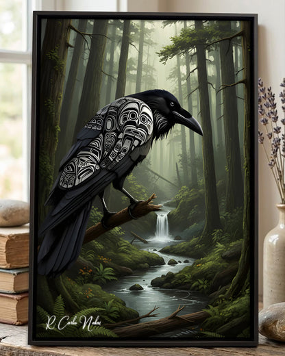 Native Raven Art Poster - Canvas