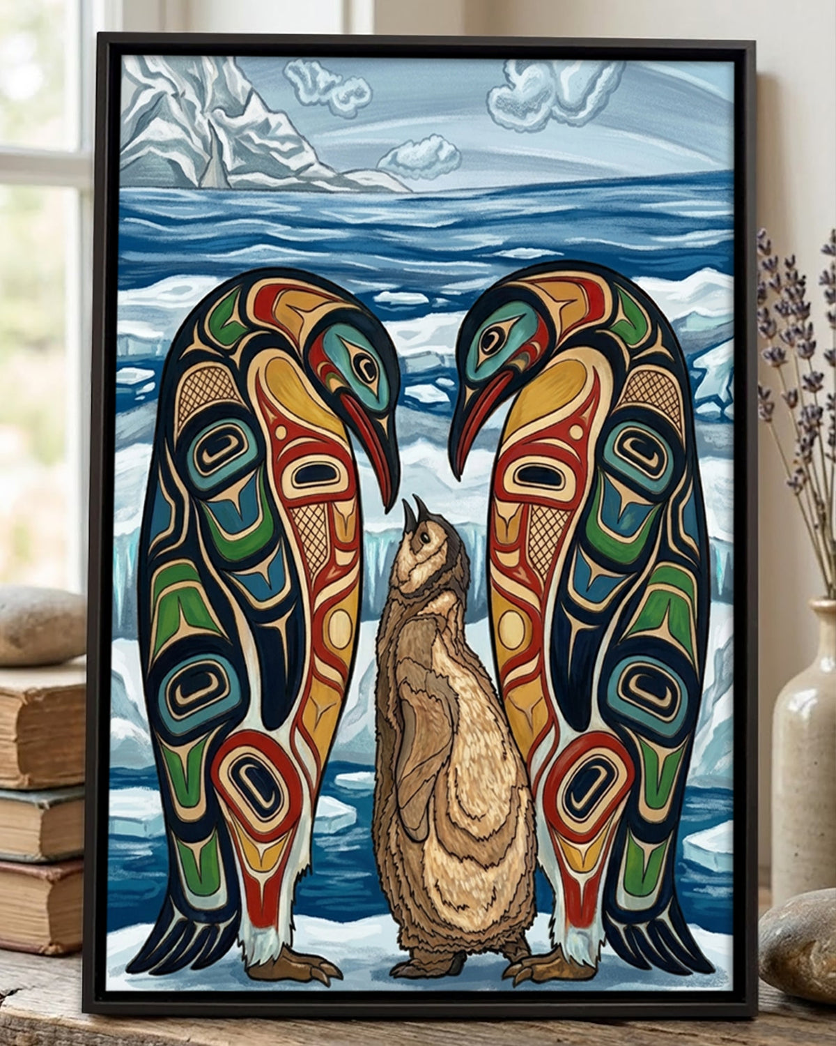 Native Penguin Art Poster - Canvas