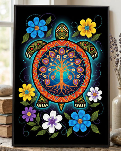 Native Turtle Art Poster - Canvas