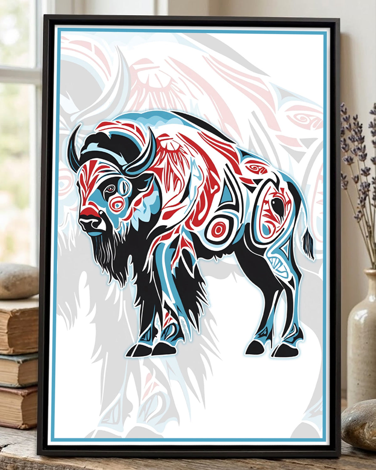 Native Bison Art Poster - Canvas
