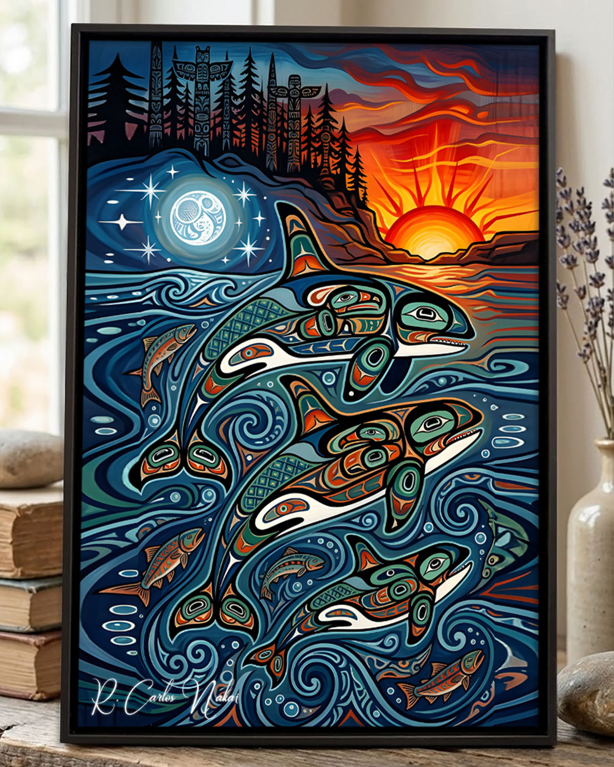 Native Orca Art Poster - Canvas