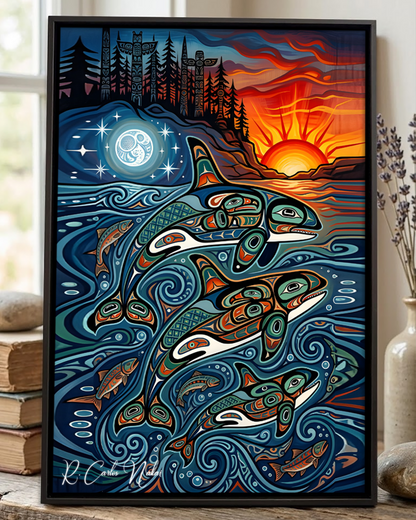 Native Orca Art Poster - Canvas