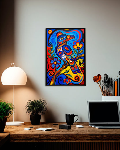 Native Raven Art Poster - Canvas