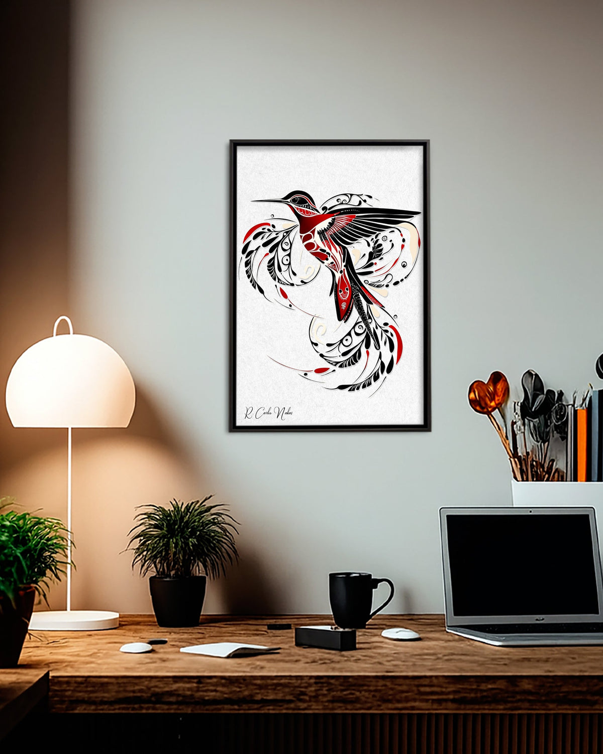 Native Hummingbird Art Poster - Canvas