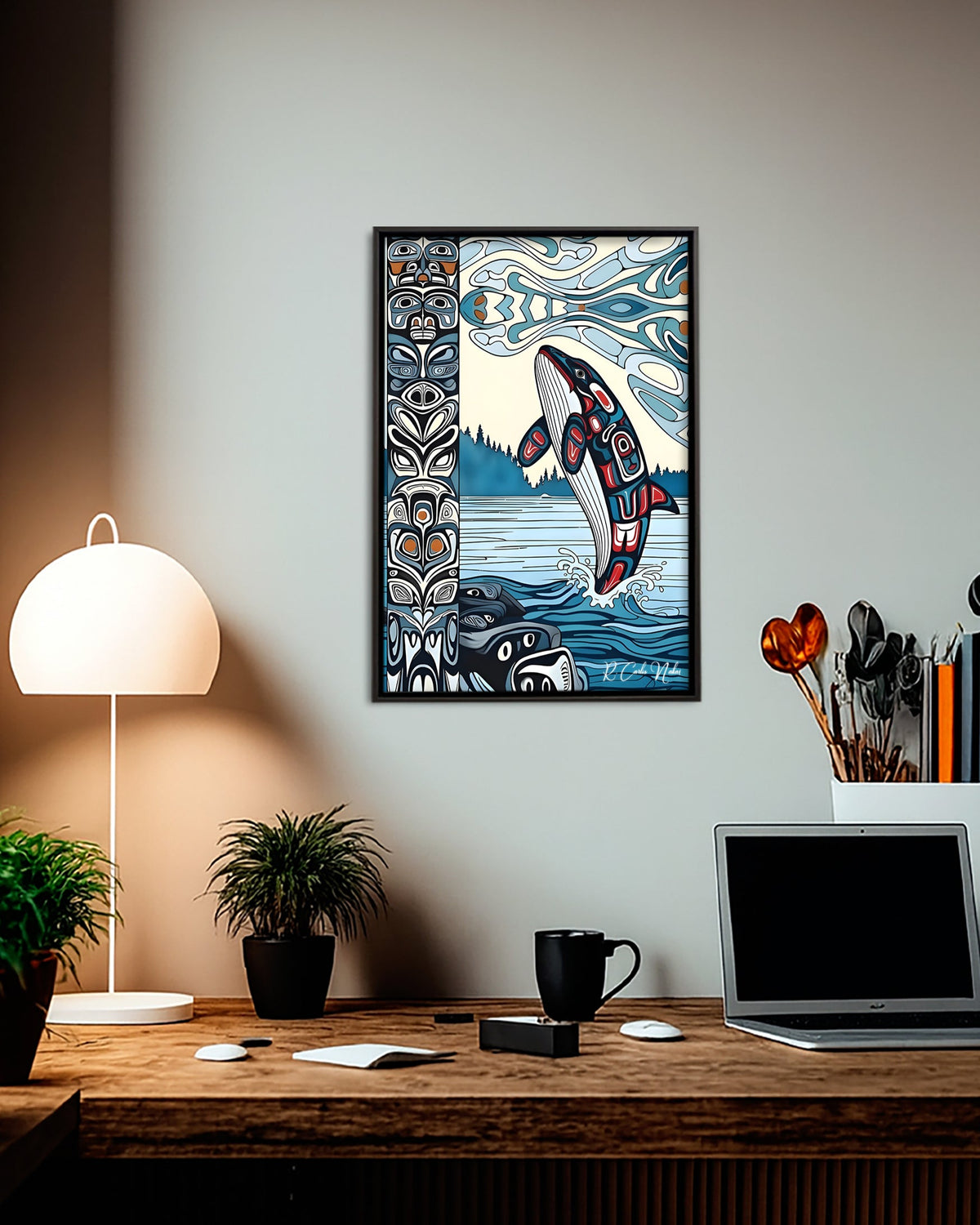 Native Orca Art Poster - Canvas