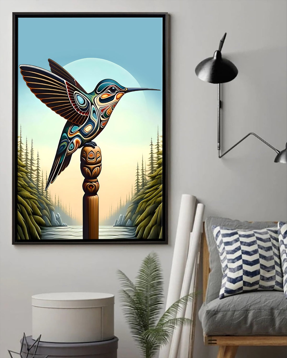 Native Hummingbird Art Poster - Canvas