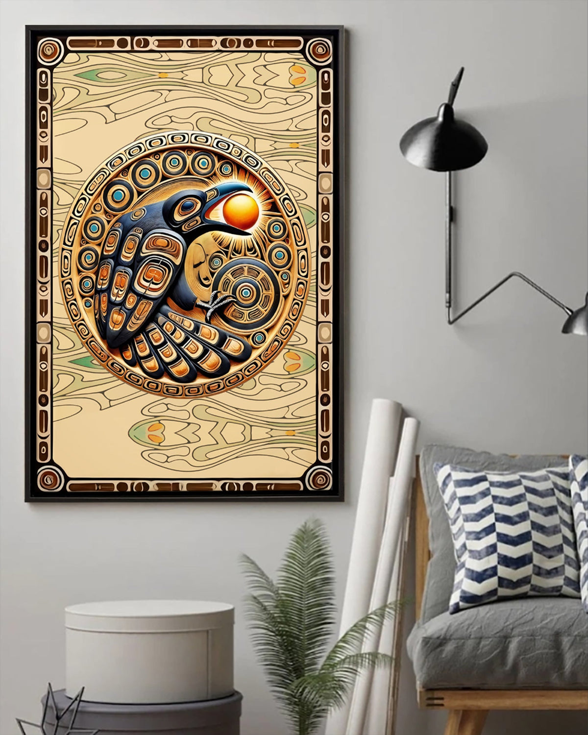 Native Raven Art Poster - Canvas