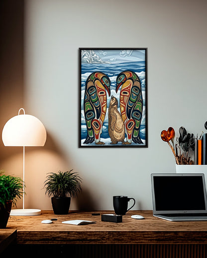 Native Penguin Art Poster - Canvas