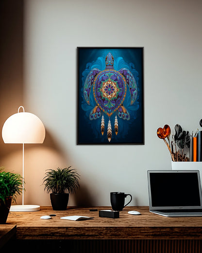 Native Turtle Art Poster - Canvas