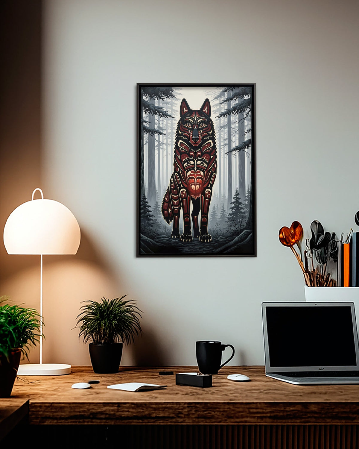 Native Wolf Art Poster - Canvas