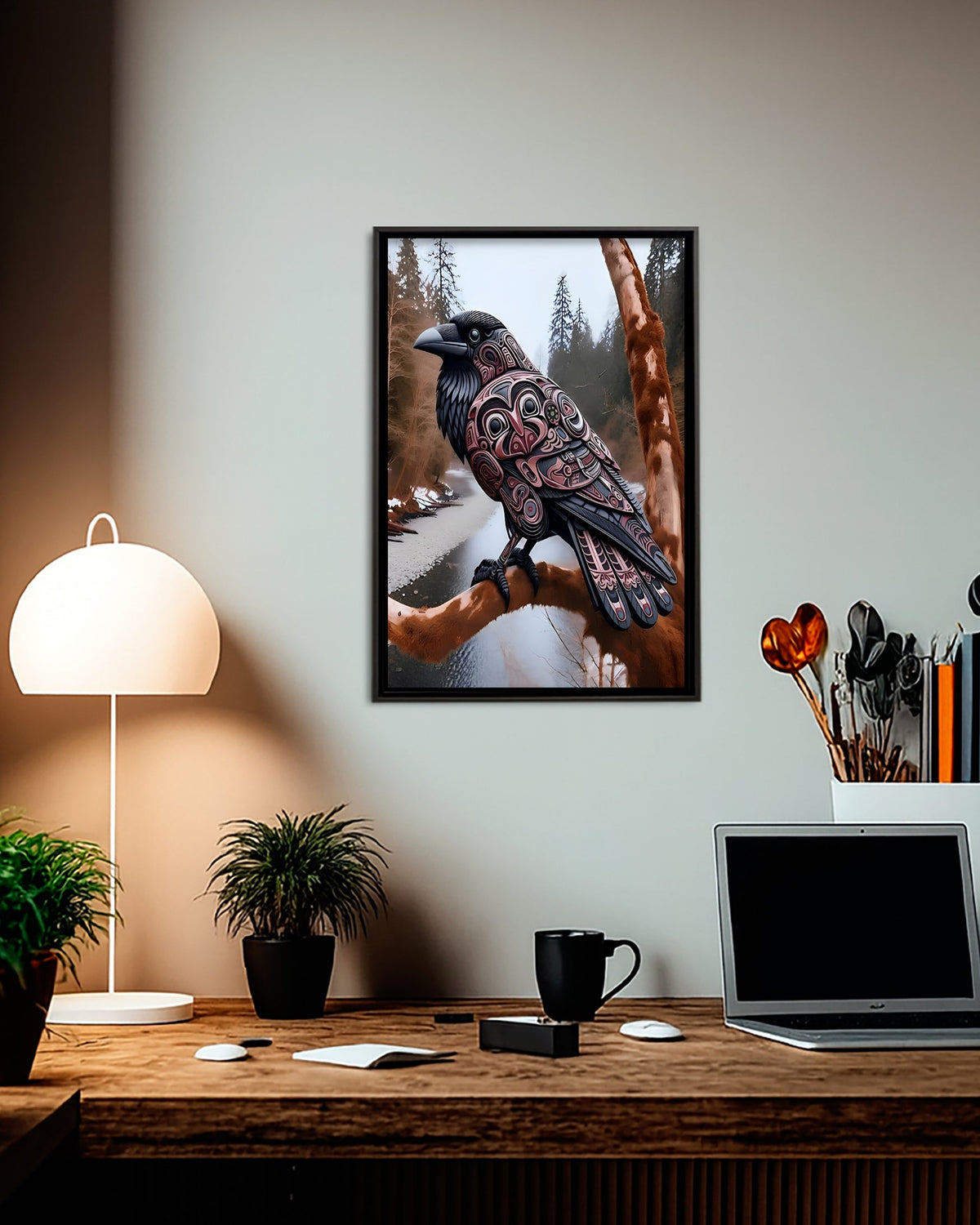 Native Raven Art Poster - Canvas