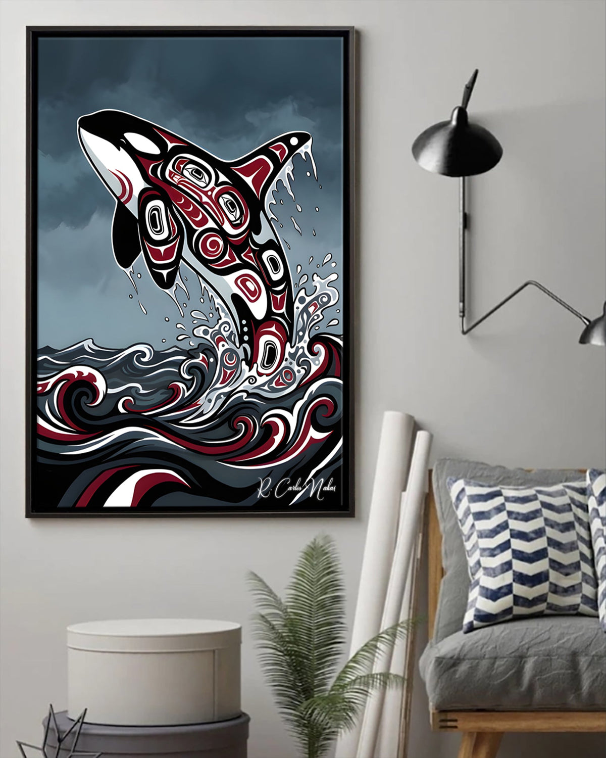 Native Orca Art Poster - Canvas