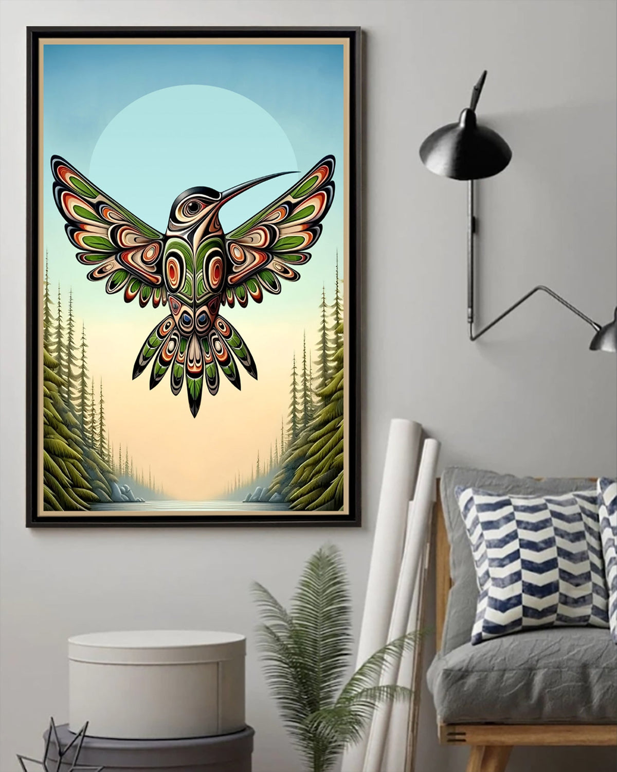 Native Hummingbird Art Poster - Canvas