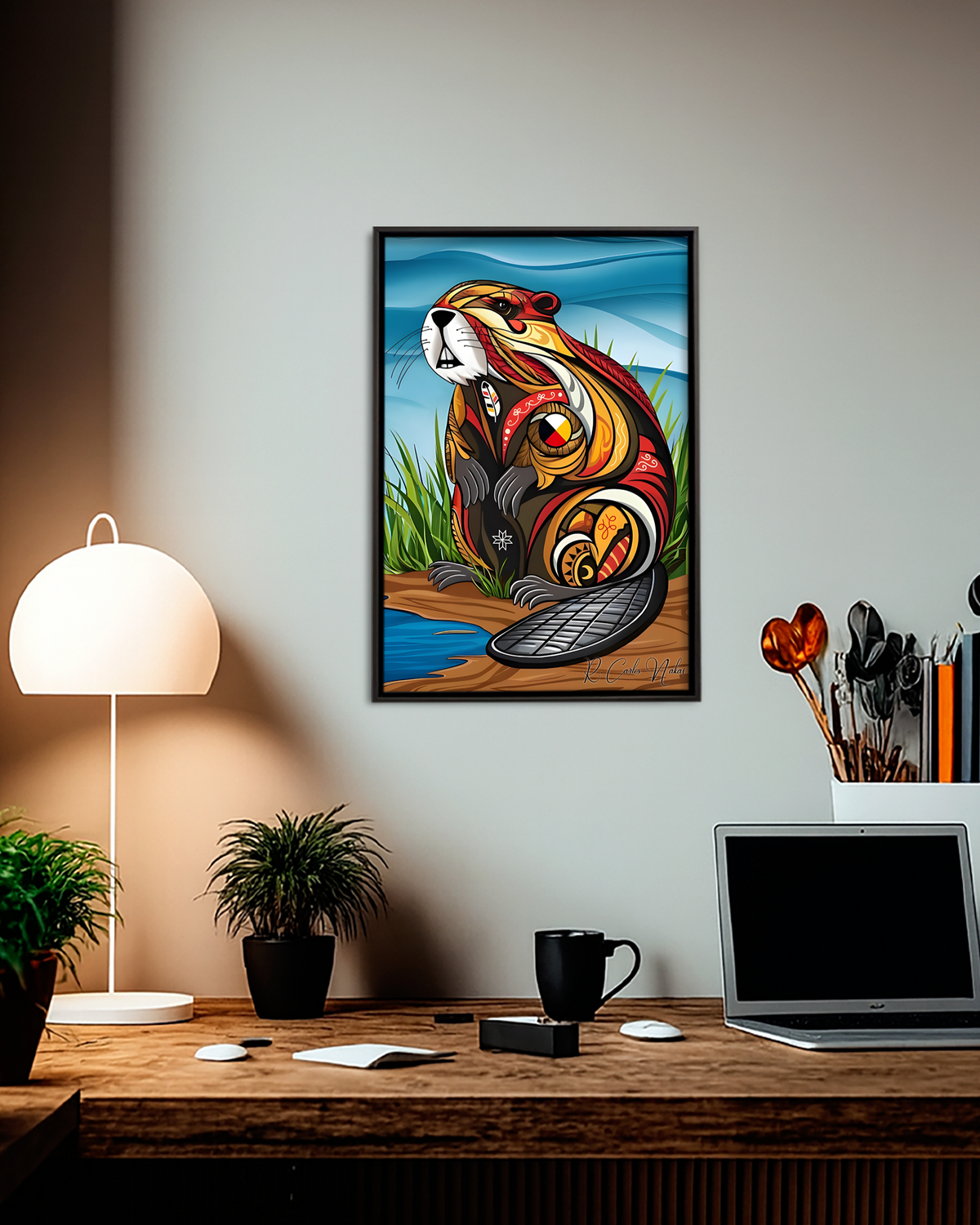 Native Beavear Art Poster - Canvas
