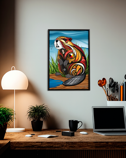 Native Beavear Art Poster - Canvas