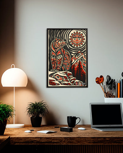 Native Bear Art Poster - Canvas