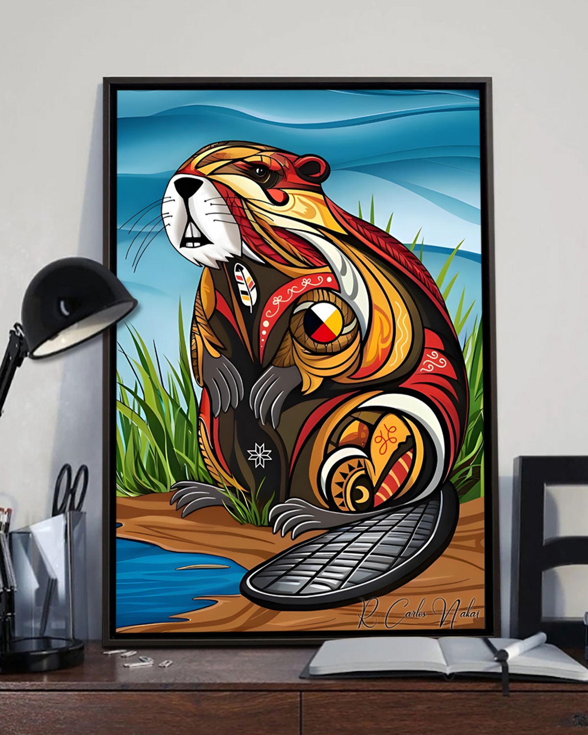 Native Beavear Art Poster - Canvas