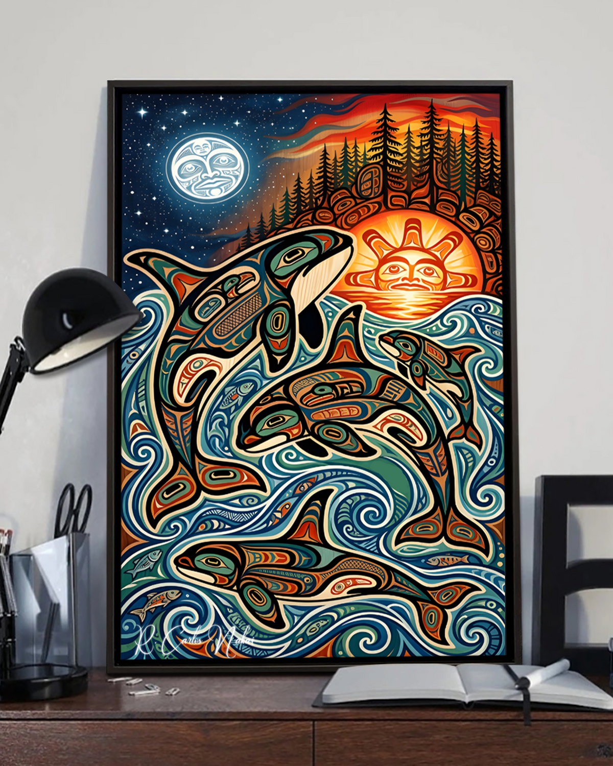 Native Orca Art Poster - Canvas