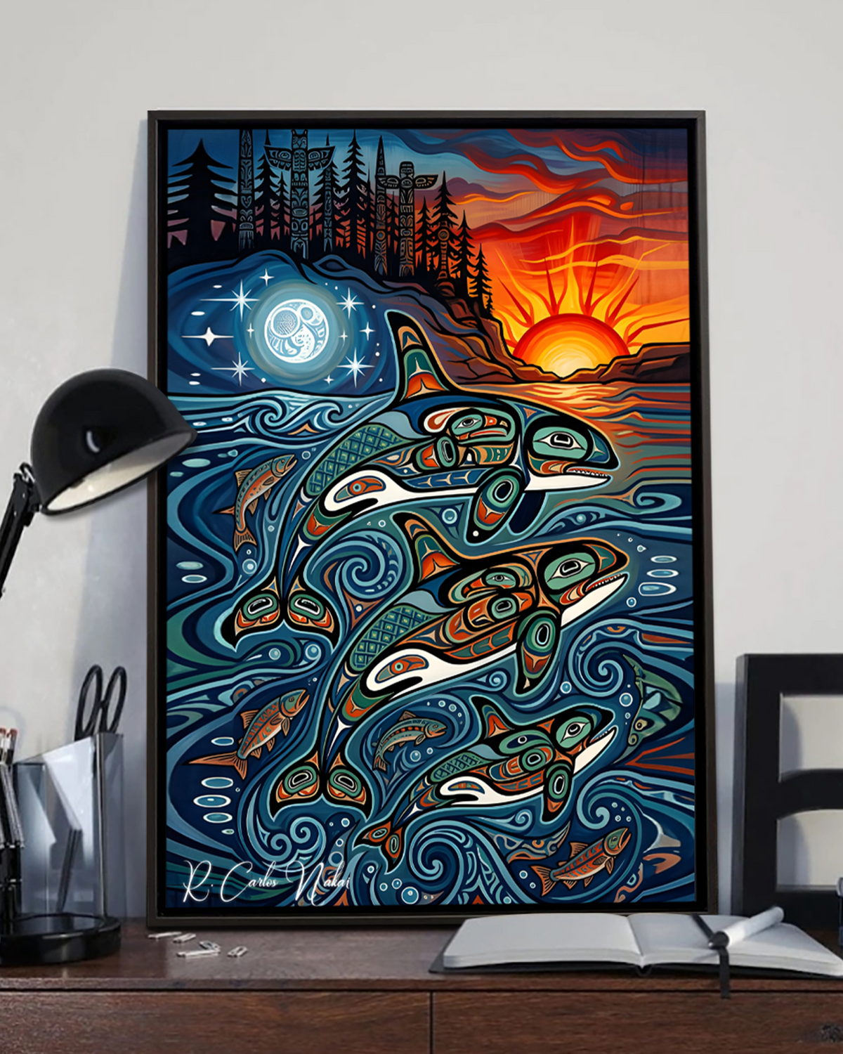Native Orca Art Poster - Canvas