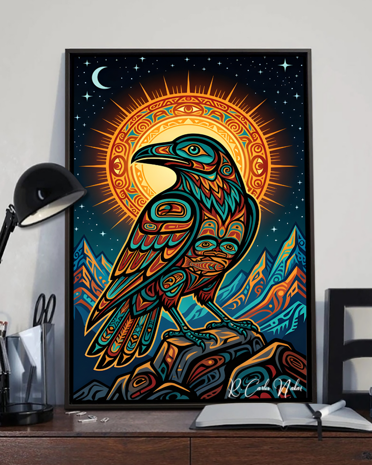 Native Raven Art Poster - Canvas