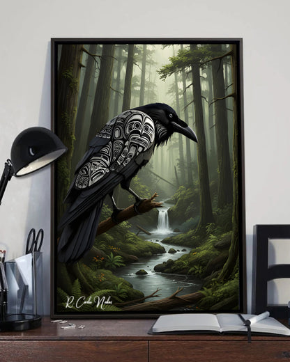 Native Raven Art Poster - Canvas